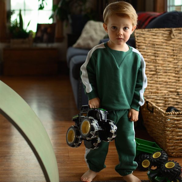 Contrast Green Sweatshirt and Pants Set