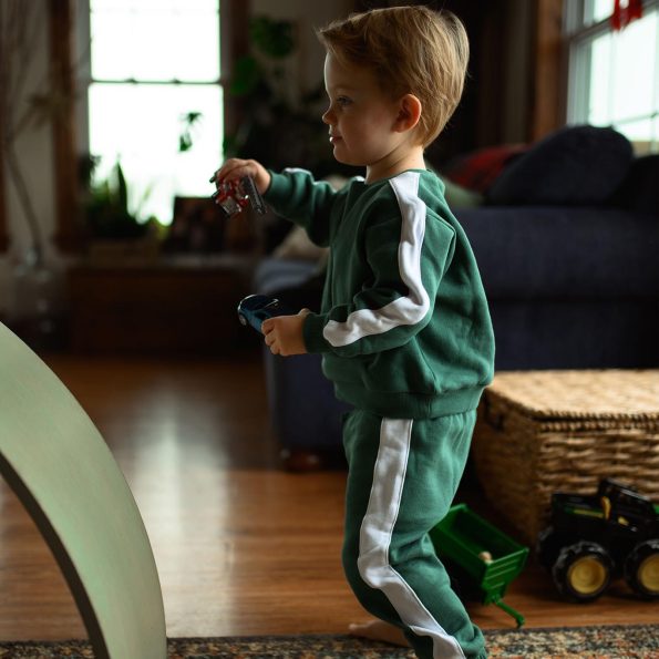 Contrast Green Sweatshirt and Pants Set