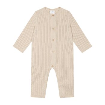 Cream Herringbone Knit Jumpsuit