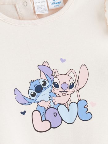 LCW Baby Pink Angel & Stitch Printed Baby Girl Romper