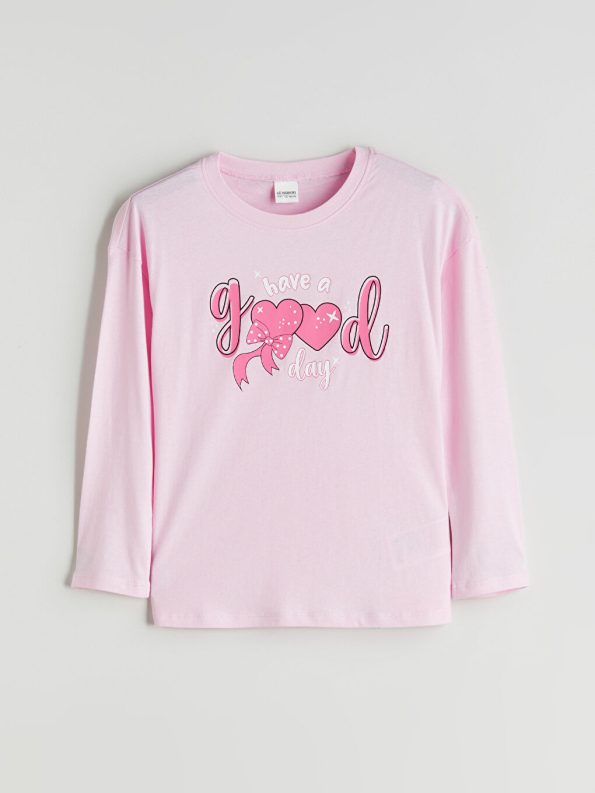 LCW Kids Pink Crew Neck Girls Pajama Set