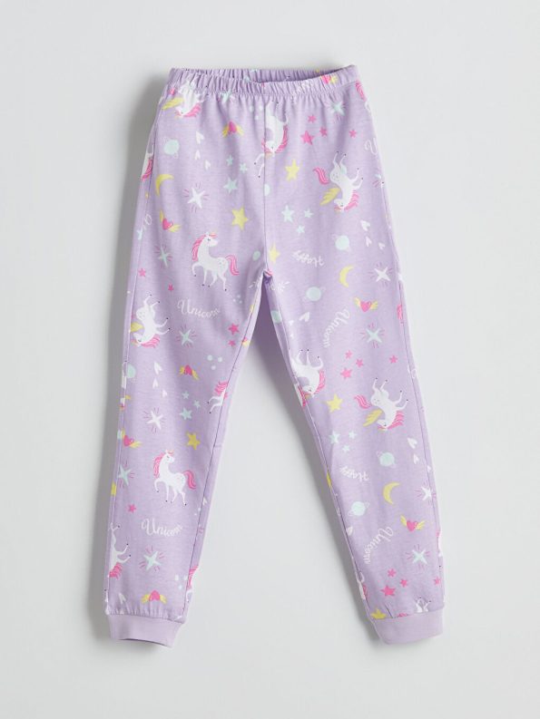 LCW Kids Cream Crew Neck Girl's Pajama Set