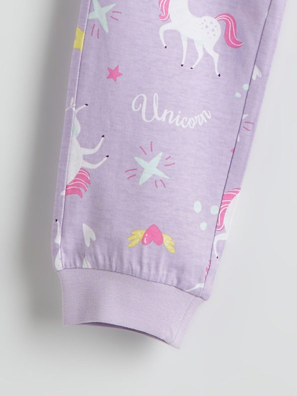 LCW Kids Cream Crew Neck Girl's Pajama Set