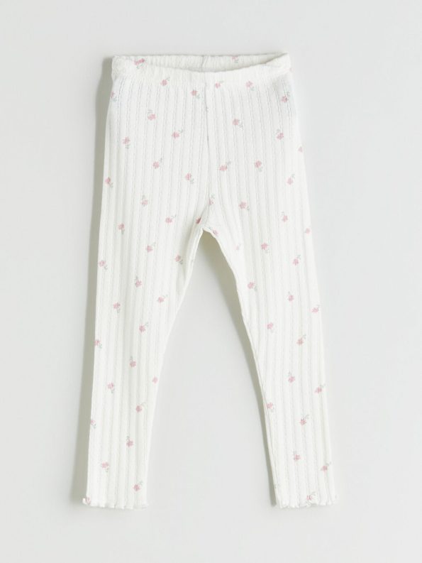 LCW Baby Cream Elastic Waist Girls Leggings Set of 3