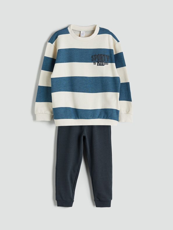 LCW Baby Beige Crew Neck Boys' Outfit