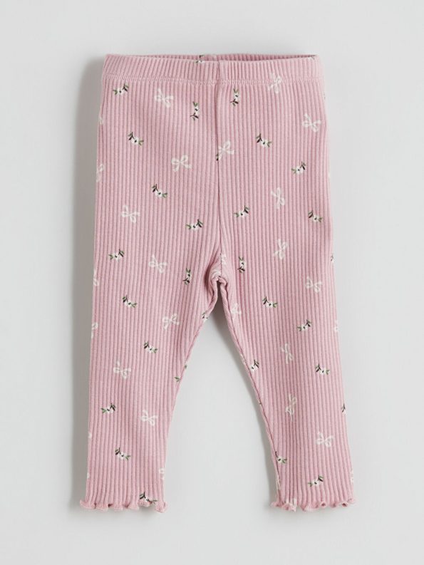 LCW Baby Pink Bow Patterned Girls Leggings