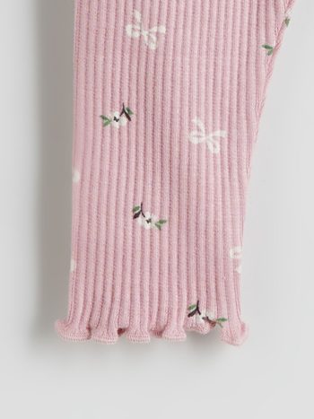 LCW Baby Pink Bow Patterned Girls Leggings