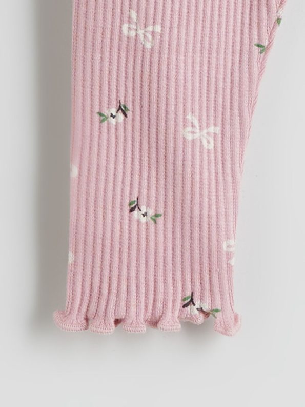 LCW Baby Pink Bow Patterned Girls Leggings