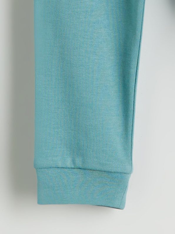 LCW Baby Blue Printed Boys T-Shirt and Pants Set