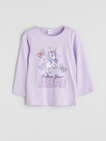 LCW Kids Lilac Crew Neck Girls' Pajama Set 2-Piece