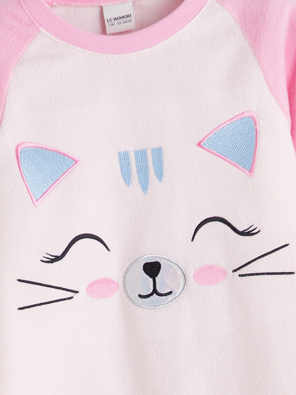 l_20252-w5ac36z4-fww_a2.jpg LCW Kids Pink Crew Neck Fleece Pajama Set for Girls