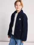 LCW Kids Navy Blue Zip-Up Plush Cardigan for Boys
