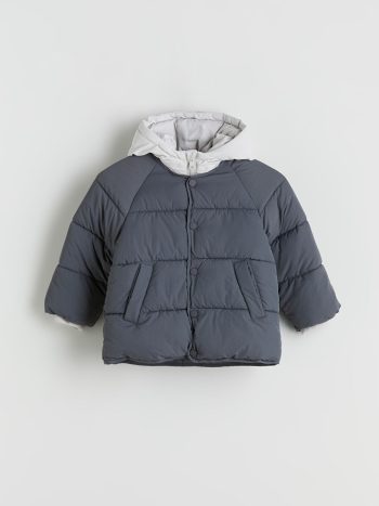 LCW Baby Gray Hooded Long Sleeve Boys' Puffer Jacket