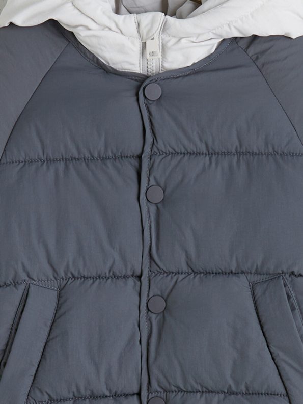 LCW Baby Gray Hooded Long Sleeve Boys' Puffer Jacket