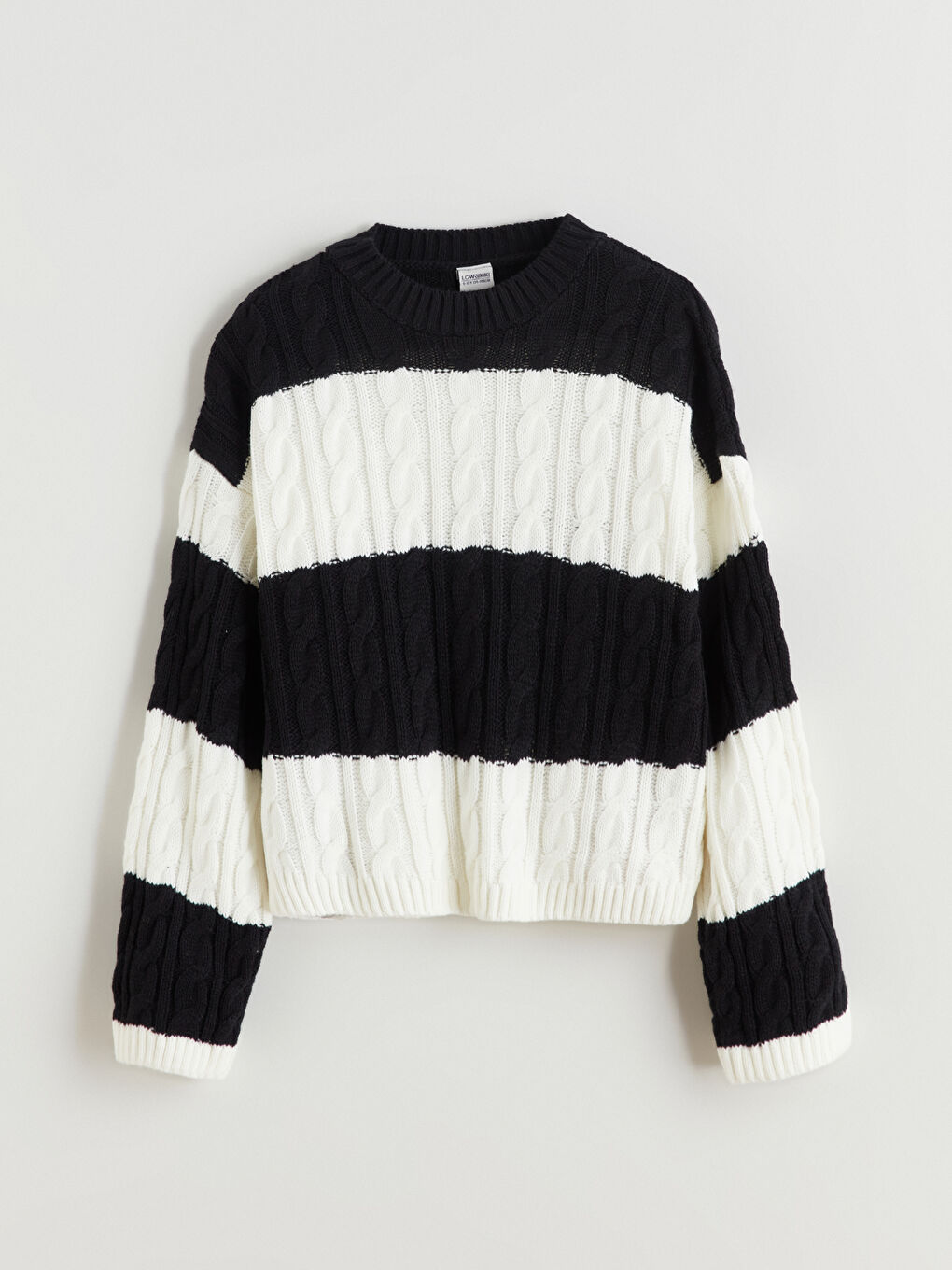 l_20252-w5ap91z4-sz5_a.jpg LCW Kids Cream Striped Girl's Knit Sweater