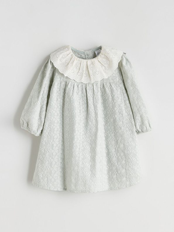 LCW Baby Gray Ruffled Collar Dress for Girls