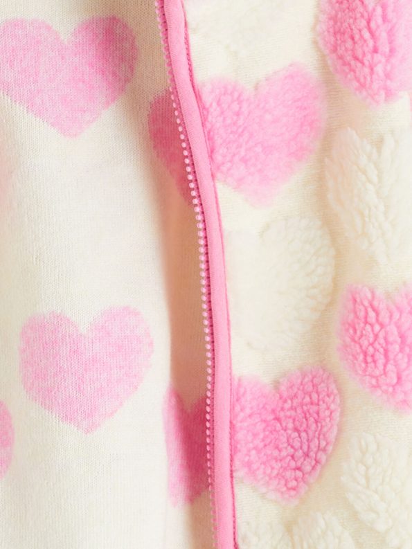 LCW Baby Cream Heart Patterned Girl's Cardigan