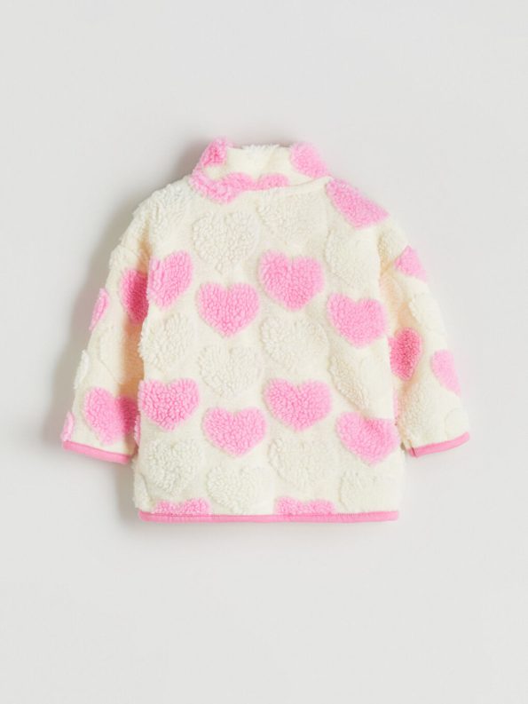 LCW Baby Cream Heart Patterned Girl's Cardigan