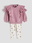 LCW Baby Pink Girls Sweatshirt and Leggings Set
