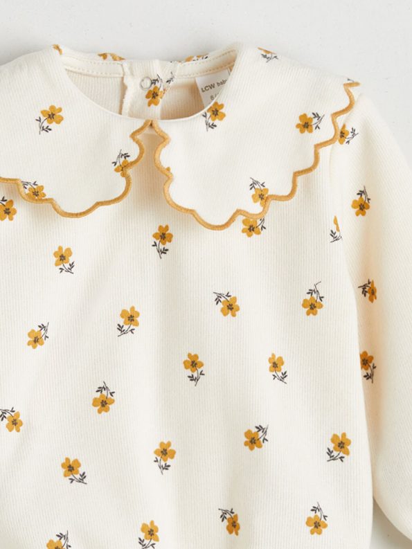 LCW Baby Ecru Peter Pan Collar Blouse and Leggings Set
