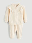 LCW Baby Beige Girl's Cardigan and Pants Set