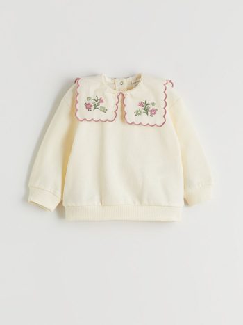 LCW Baby Ivory Round Neck Sleeveless Girl Blouse and Pants Set