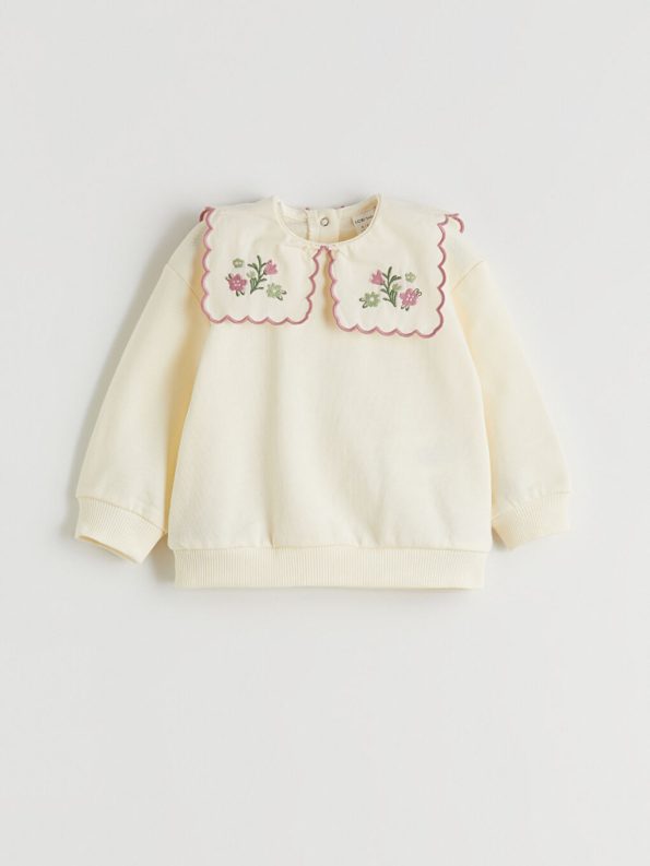 LCW Baby Ivory Round Neck Sleeveless Girl Blouse and Pants Set