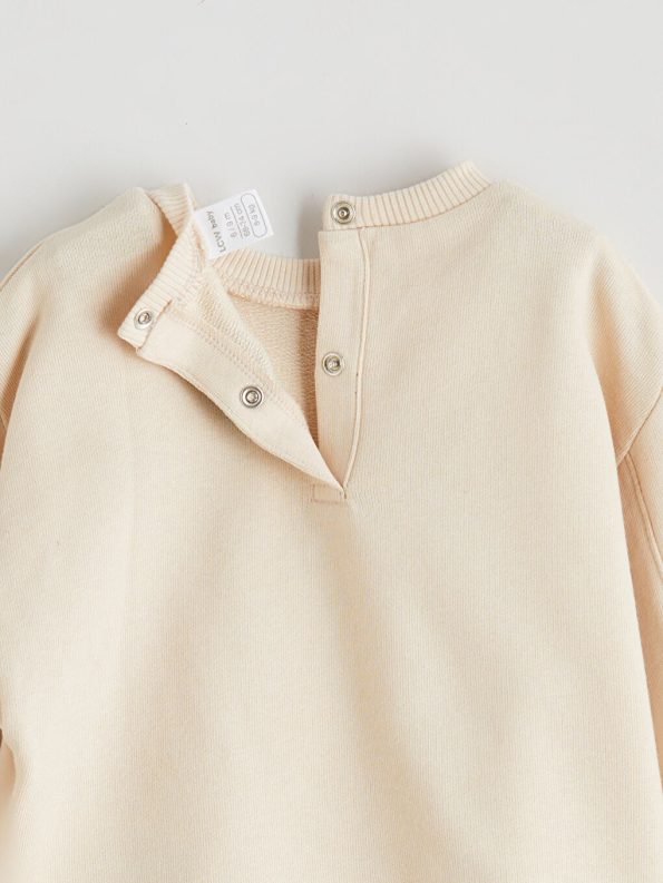 LCW Baby Beige Printed Sweatshirt and Velvet Pants Set