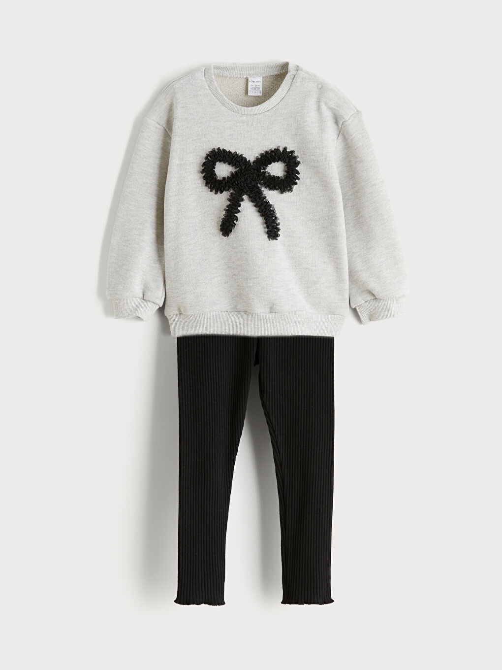 l_20252-w5bt64z1-jmd_a.jpg LCW Baby Gray Bow Printed Girls Sweatshirt and Leggings Set