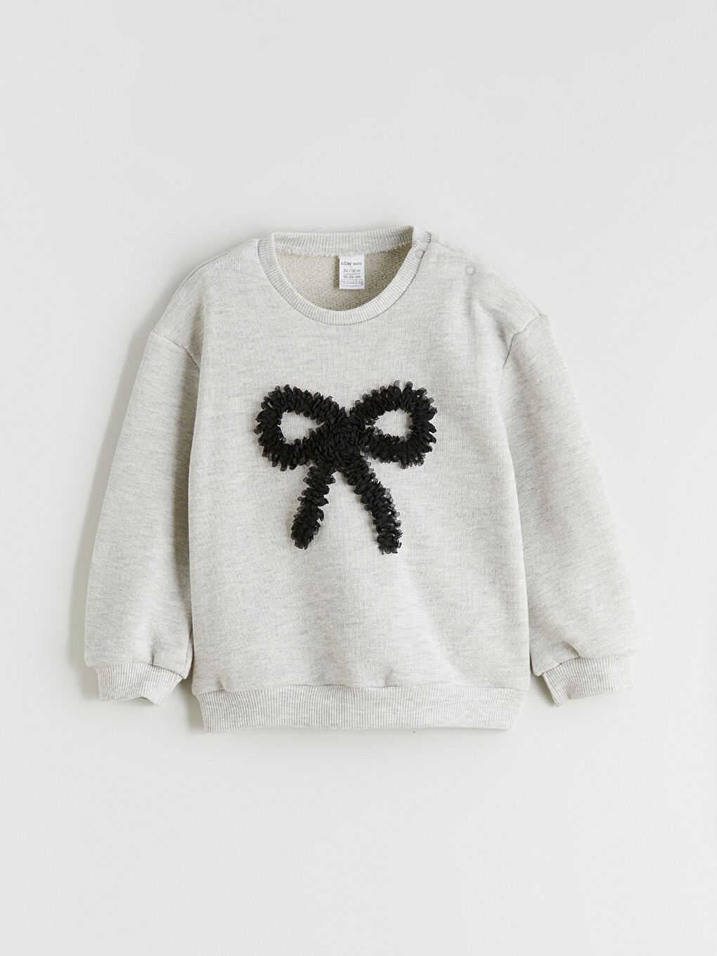 l_20252-w5bt64z1-jmd_a1.jpg LCW Baby Gray Bow Printed Girls Sweatshirt and Leggings Set