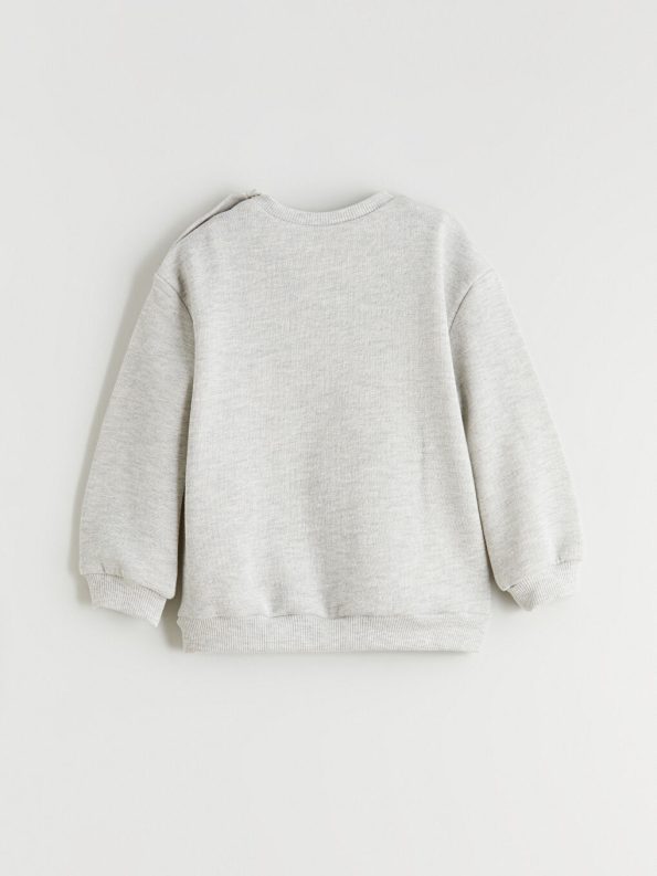 LCW Baby Gray Bow Printed Girls Sweatshirt and Leggings Set