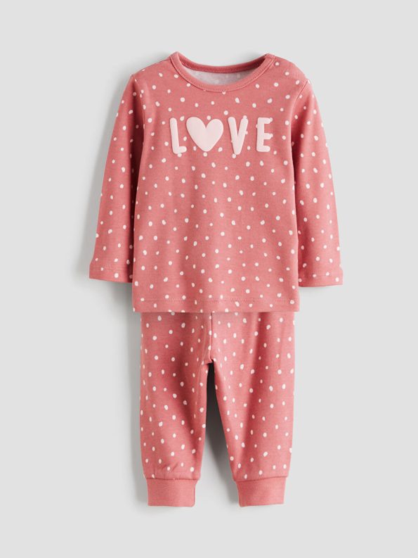 LCW Baby Pink Bicycle Neck Girls Pajama Set
