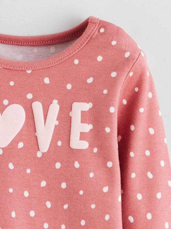LCW Baby Pink Bicycle Neck Girls Pajama Set