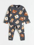 LCW Baby Dark Gray Animal Print Boy's Pajama Set