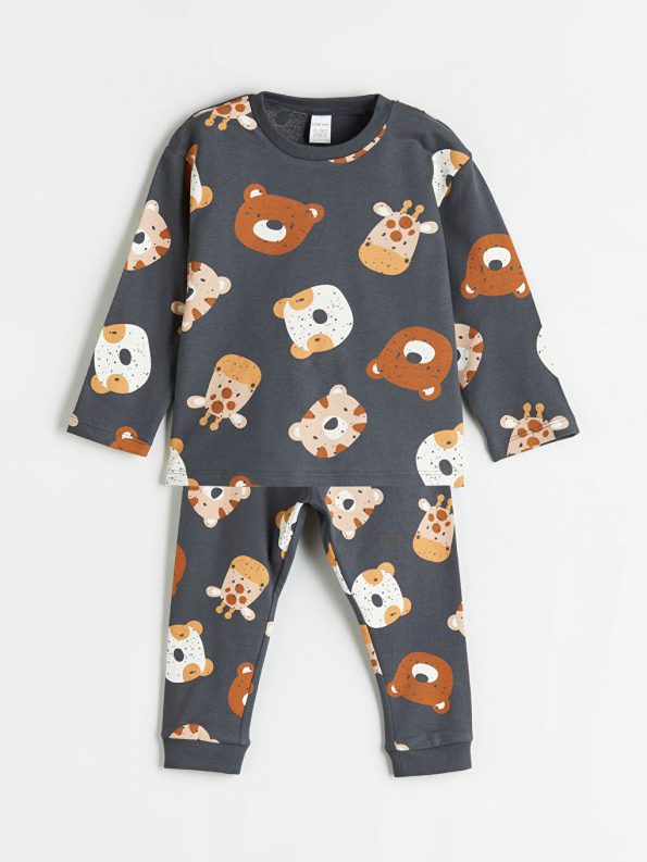 LCW Baby Dark Gray Animal Print Boy's Pajama Set
