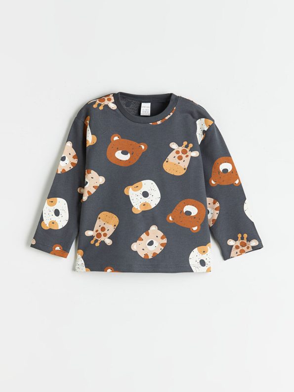 LCW Baby Dark Gray Animal Print Boy's Pajama Set