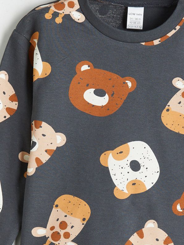 LCW Baby Dark Gray Animal Print Boy's Pajama Set