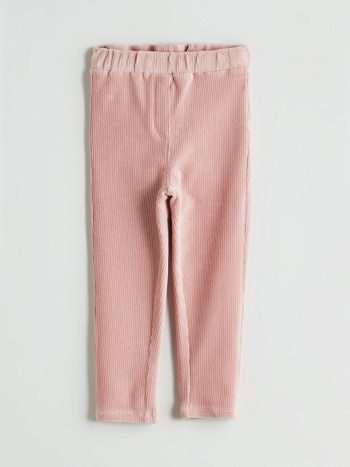 LCW Kids Pink Elastic Waist Basic Velvet Leggings