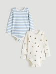 LCW Baby Beige Crew Neck Boys' Bodysuit Set of 2