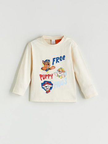 LCW Baby Beige Crew Neck Paw Patrol Printed Boys Pajama Set