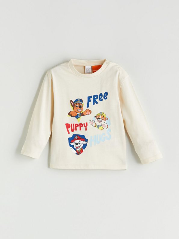 LCW Baby Beige Crew Neck Paw Patrol Printed Boys Pajama Set