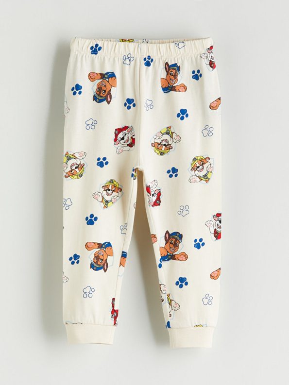 LCW Baby Beige Crew Neck Paw Patrol Printed Boys Pajama Set