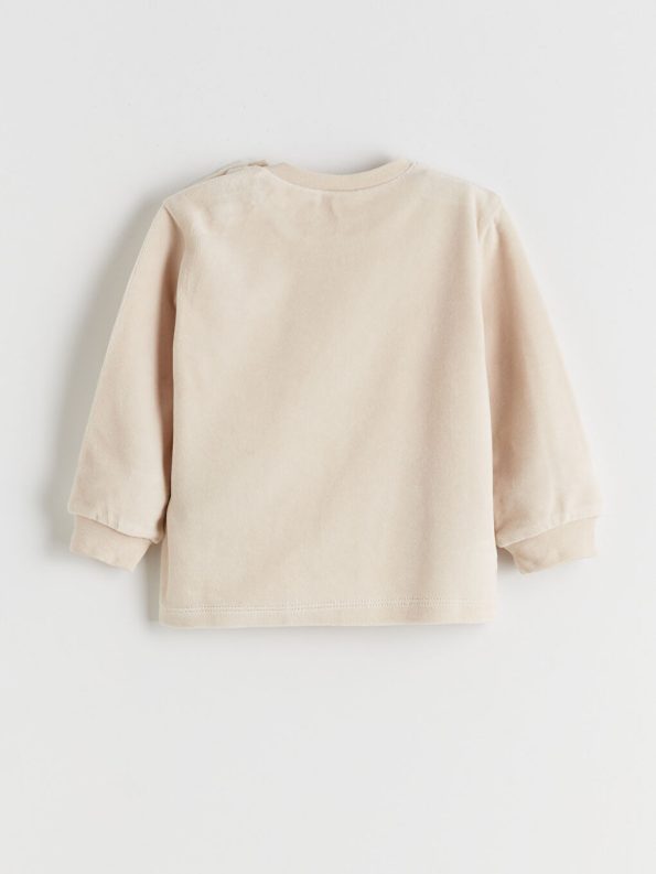 LCW Baby Beige Printed Girl's Sweatshirt and Pants Set