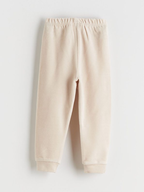 LCW Baby Beige Printed Girl's Sweatshirt and Pants Set