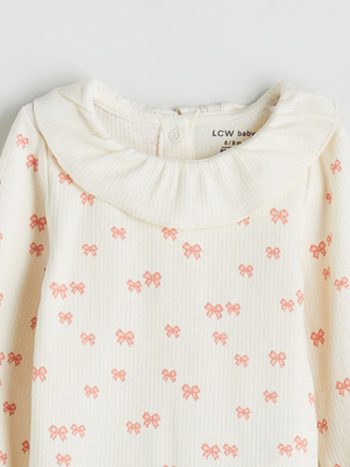 LCW Baby Ecru Crew Neck Girl's Bodysuit and Leggings