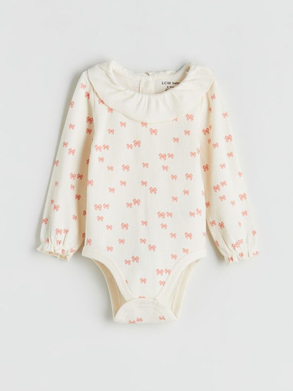 LCW Baby Ecru Crew Neck Girl's Bodysuit and Leggings