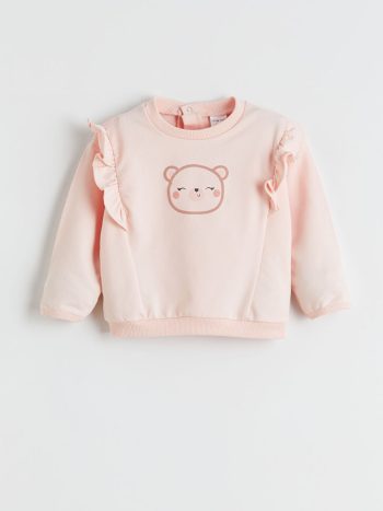 LCW Baby Pink Printed Girl Sweatshirt and Pants Set