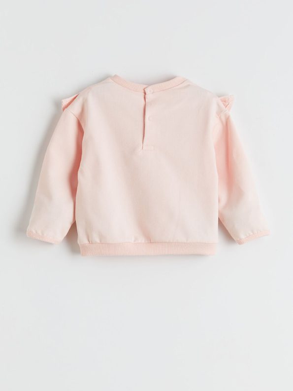 LCW Baby Pink Printed Girl Sweatshirt and Pants Set
