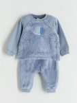 LCW Baby Blue Plush Pajama Set for Boys