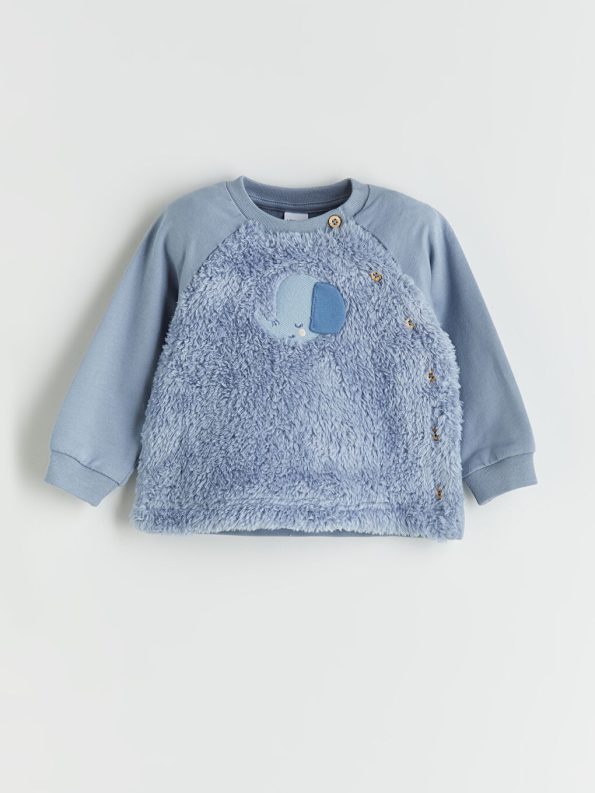 LCW Baby Blue Plush Pajama Set for Boys